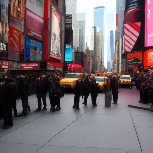 New York City Sidewalk with People